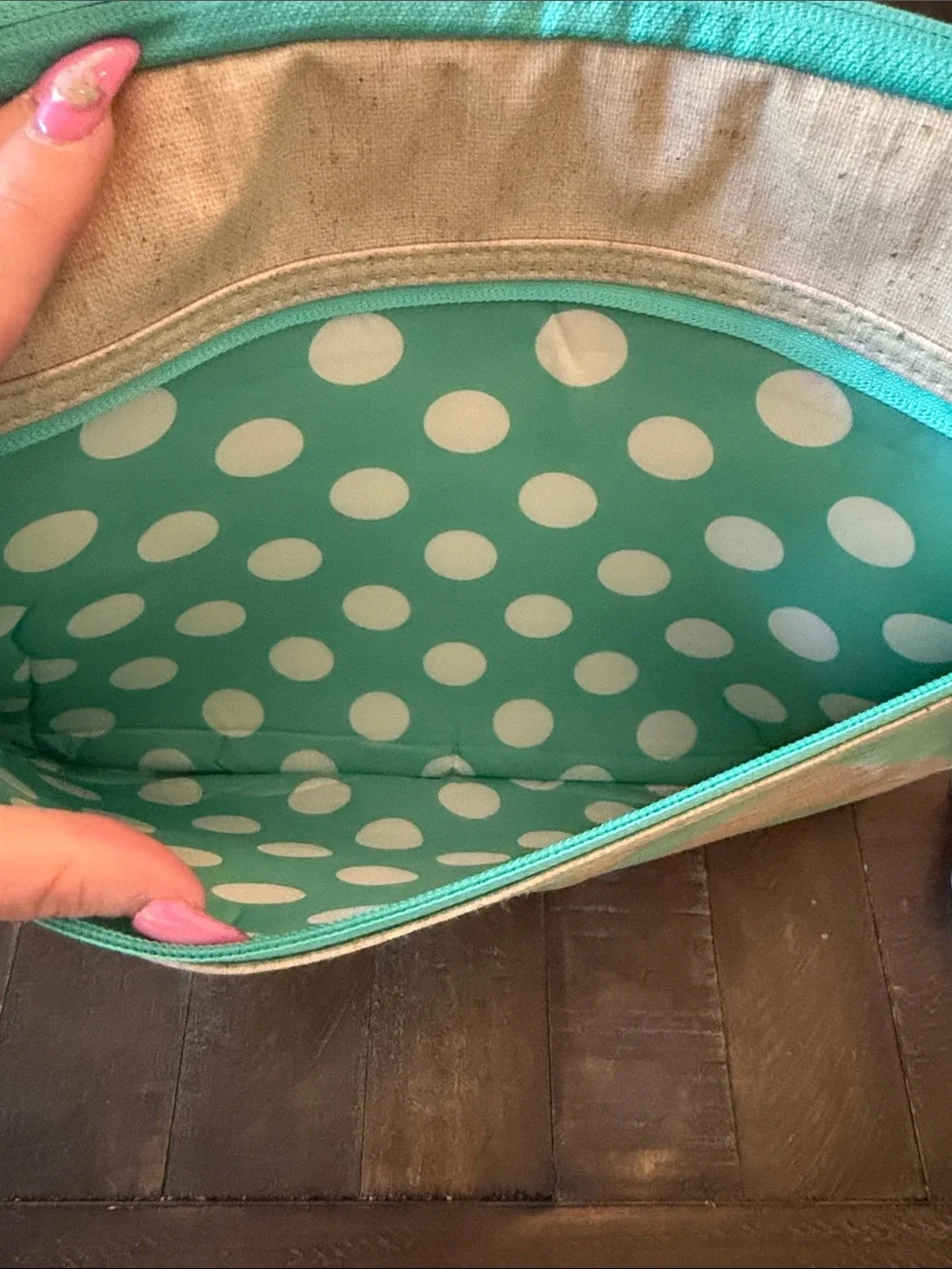 Turquoise Chevron Zip Pouch by